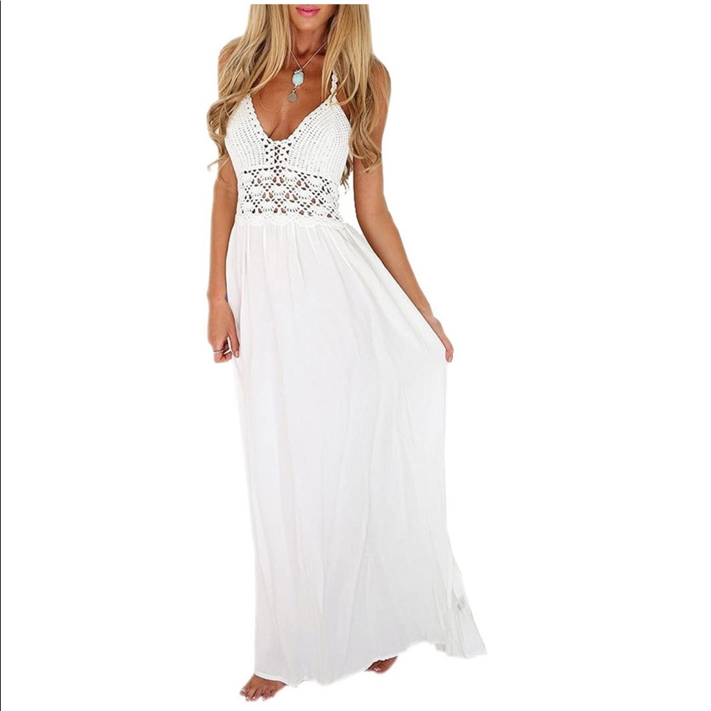 White Halter Maxi Dress NWOT